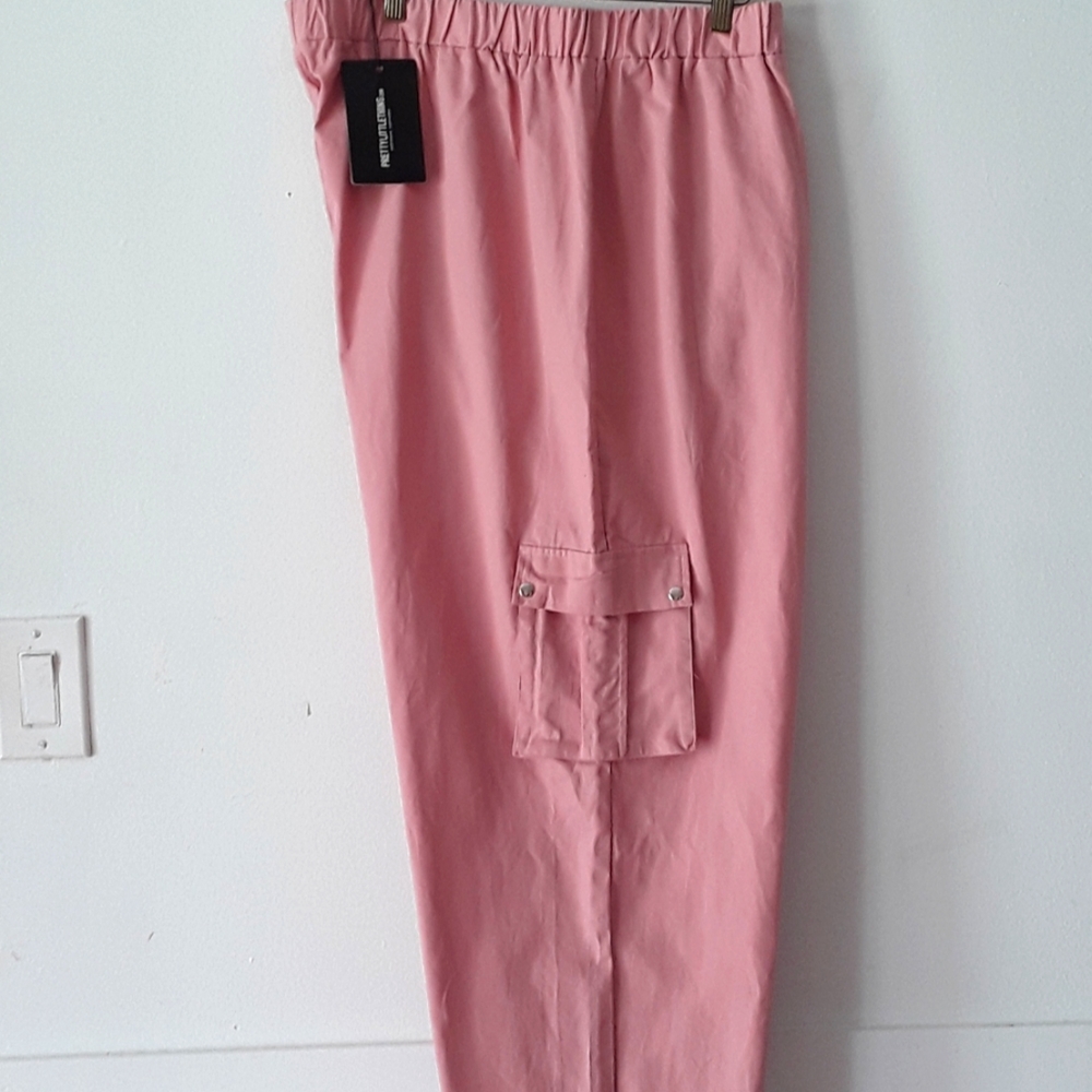 NWT PRETTY LITTLE THING Cargo Pants Slacks Blush Pink Sz XXL